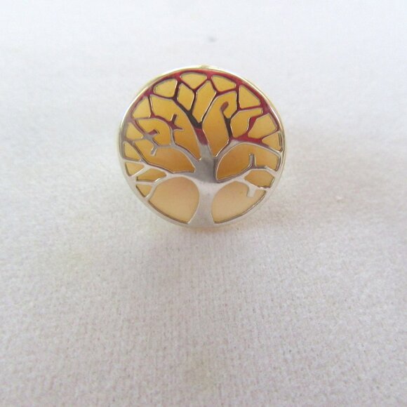 Sterling silver & mother of pearl Tree of Life adjustable ring - Picture 5 of 9